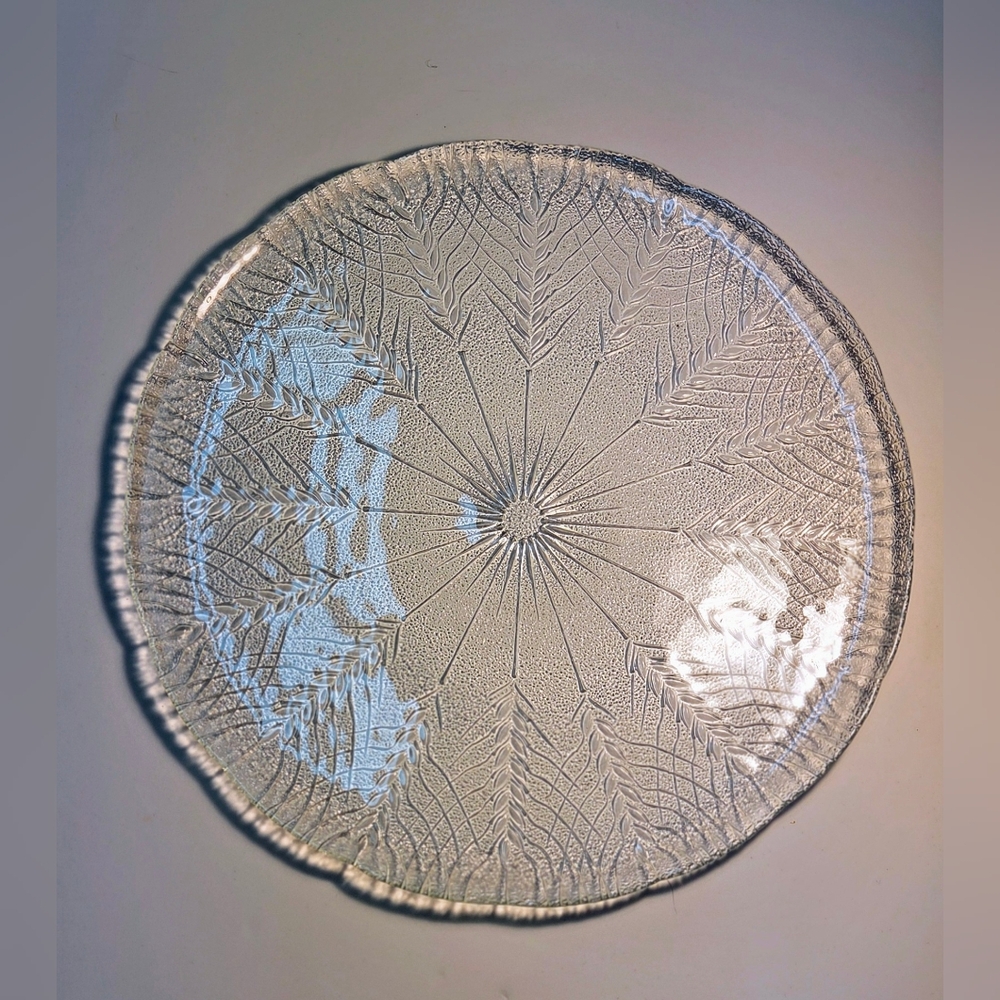 Arcoroc Country Wheat Textured 13" Serving Platter Clear Glass